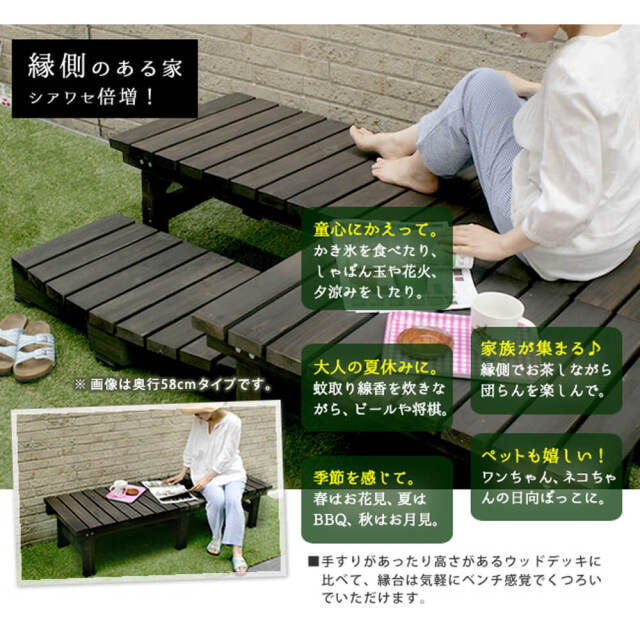 Ｗｏｏｄｄｅｃｋ（ウッドデッキ）　ウッドデッキ　幅　１８０　ｃｍ　×　奥行　９０ｃｍ　３点セット