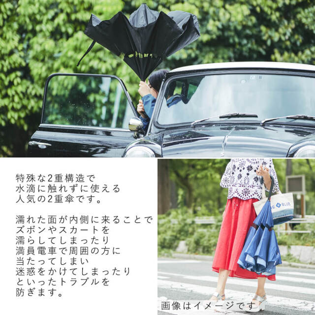 Paraplu（パラプル）　晴雨兼用　逆さに開く2重傘