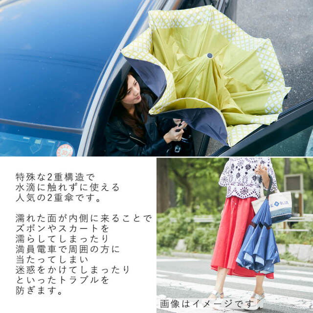 Paraplu（パラプル）　晴雨兼用　逆さに開く2重傘