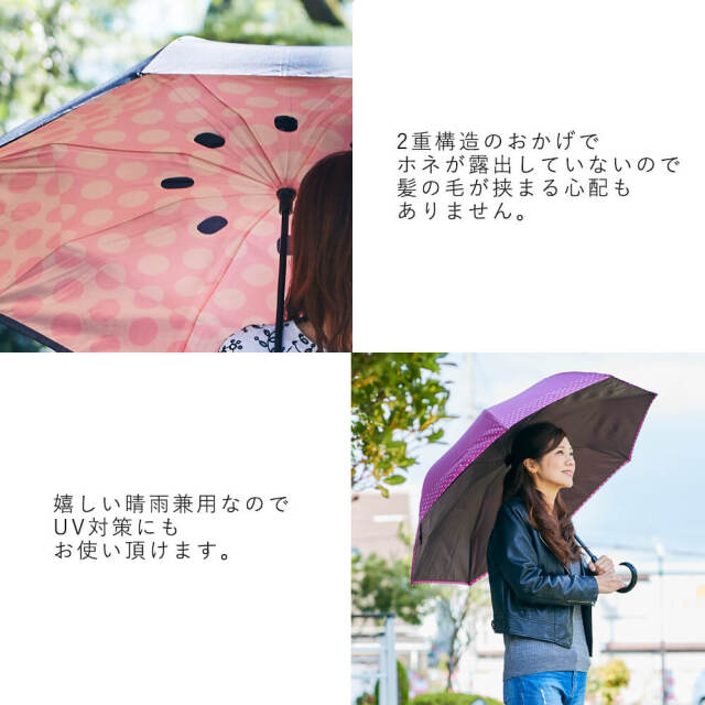 Paraplu（パラプル）　晴雨兼用　逆さに開く2重傘
