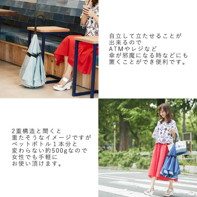 Paraplu（パラプル）　晴雨兼用　逆さに開く2重傘
