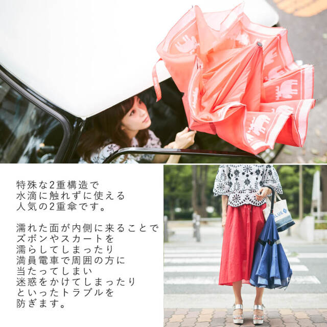 Paraplu（パラプル）　晴雨兼用　逆さに開く2重傘