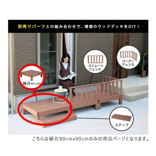 人工木ウッドデッキＡセット ウッドデッキ 縁台 ステップ台 フェンス（362） 人工木ウッドデッキAセット ウッドデッキ 縁台 ステップ台 フェンス
