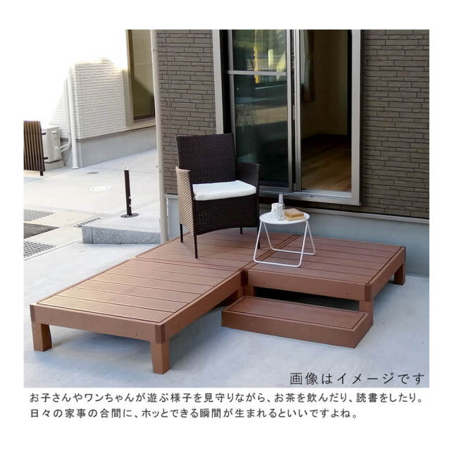 Ecofeel（エコフィール）人工木ウッドデッキ 2台 ステップ・フェンスセット