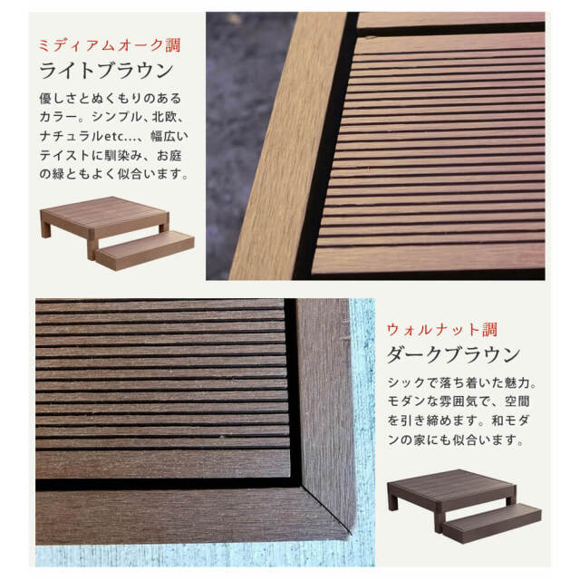 Ecofeel（エコフィール）人工木ウッドデッキ 4台 ステップ・フェンスセット