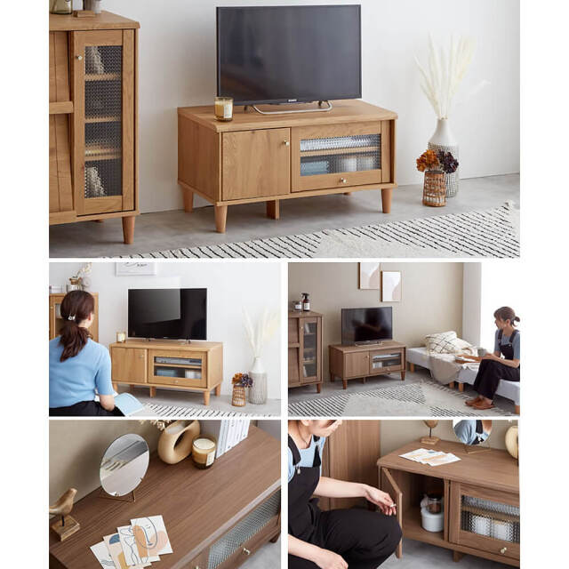 Folk（フォルク） ガラス扉付きローボード