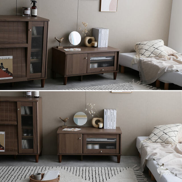 Folk（フォルク） ガラス扉付きローボード