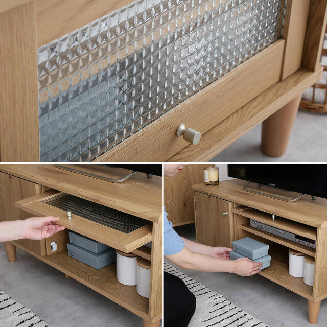 Folk（フォルク） ガラス扉付きローボード