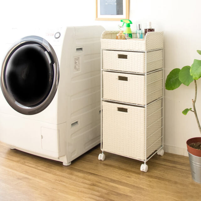ラタン　　藤家具　　ランドリー　　　　 　　収納　　ワゴン　キャスター付き ラタン ランドリーラック 収納 ワゴン キャスター付 ラタン 藤家具