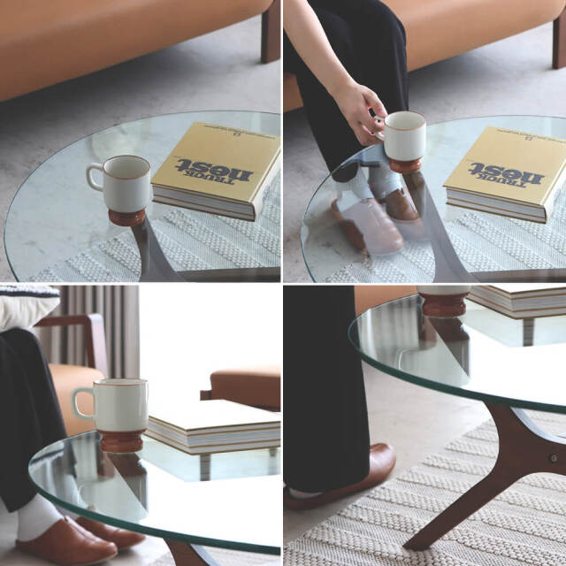 J9068 Ellen エレン ガラストップテーブル ウォルナット クリーニング