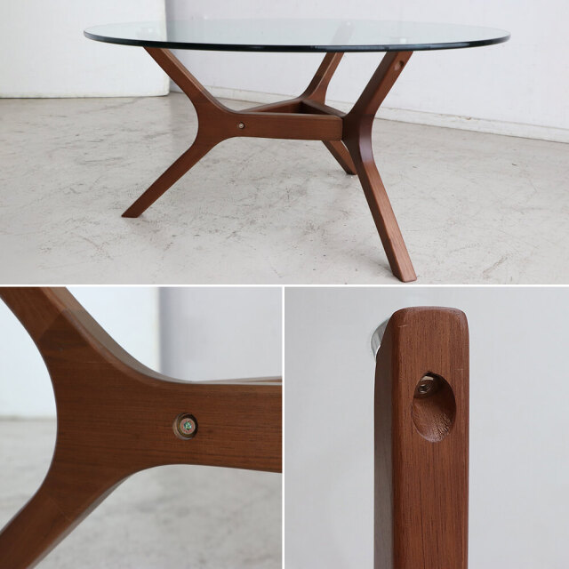 J9068 Ellen エレン ガラストップテーブル ウォルナット クリーニング