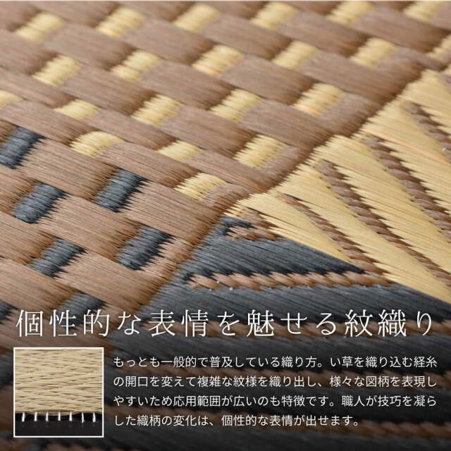 Gekko（ゲッコウ）国産い草ラグ(裏貼り)191×191cm
