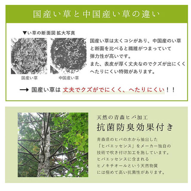 Morning（モーニング）国産い草ラグ 191×191cm　裏面い草