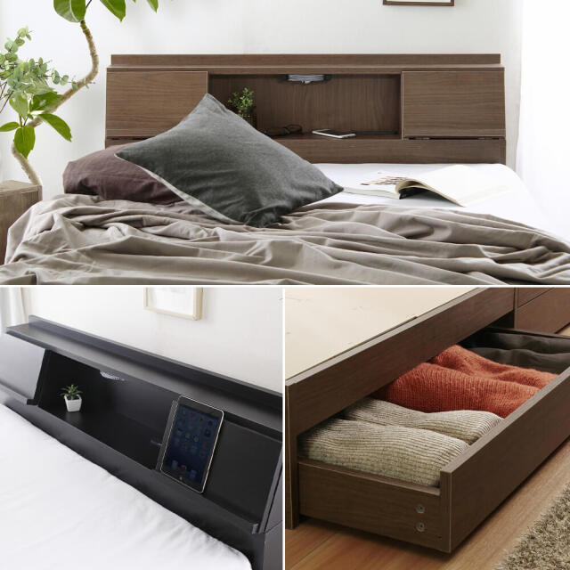 Flap（フラップ）USB付きベッドフレーム　シングル