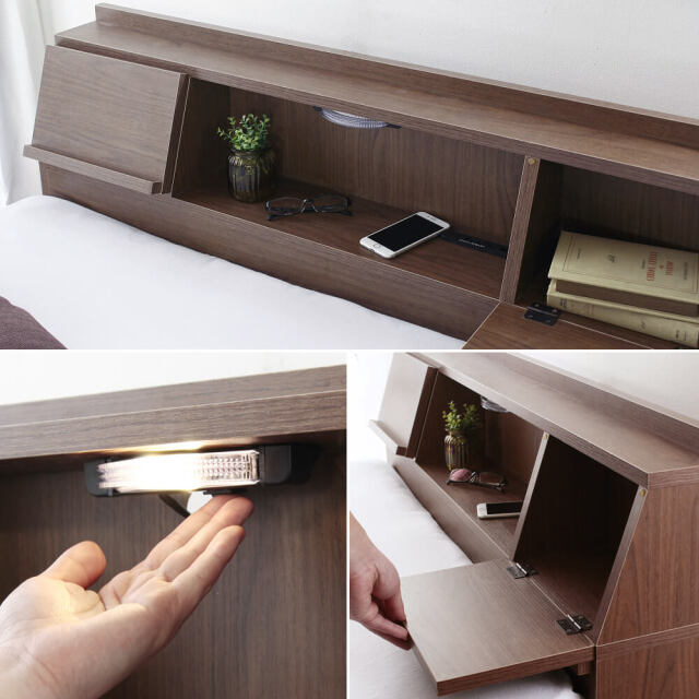 Flap（フラップ）USB付きベッドフレーム　シングル