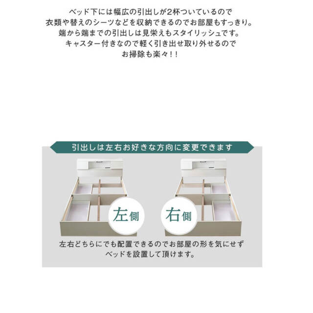 Flap（フラップ）USB付きベッドフレーム　ダブル