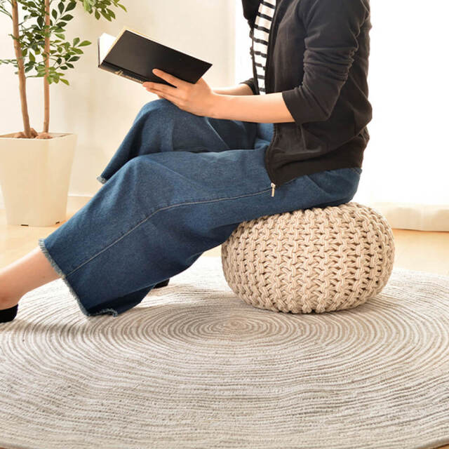 Dnea（ドネア） インド綿円形スツール＆クッション 直径35cm