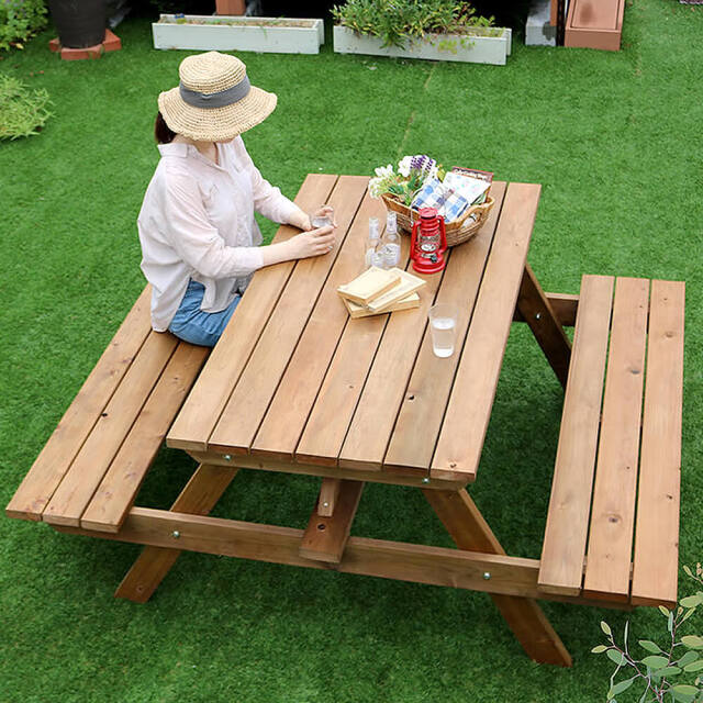 Peper（ペパー）国産ひのきピクニックテーブル　ブラウン