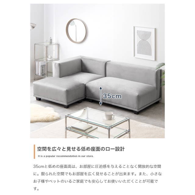 Sellerie (ゼレリ) 2人掛けソファ+オットマン【2点セット】