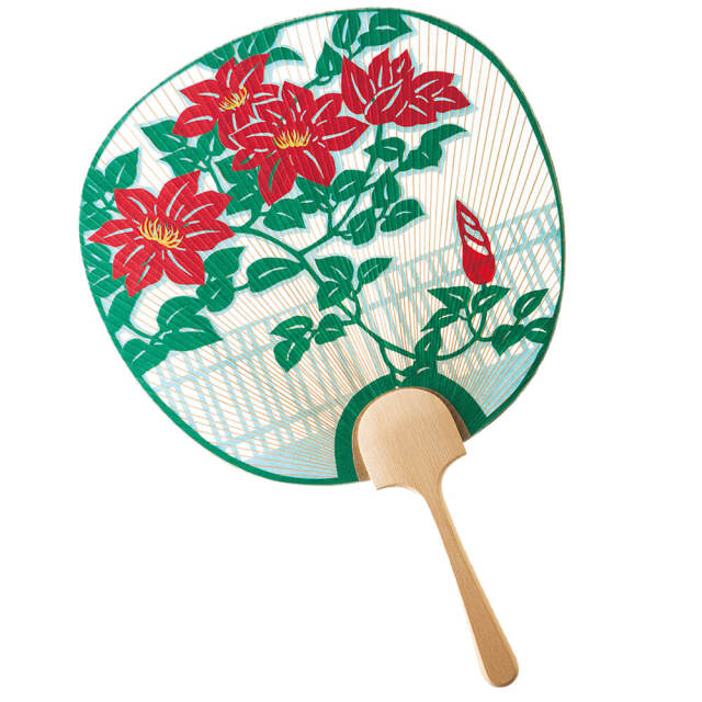 京うちわ 花園（両面透かし 紗張）