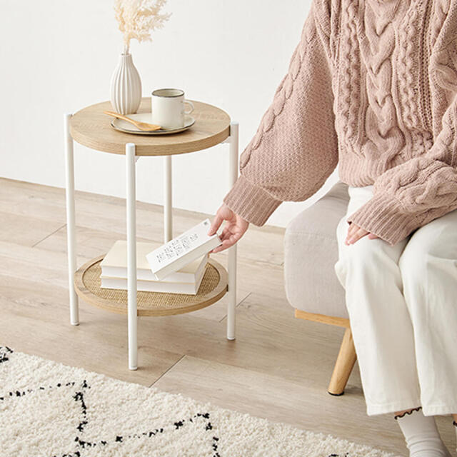 Hermune （エルミン） ラタン調サークルサイドテーブル