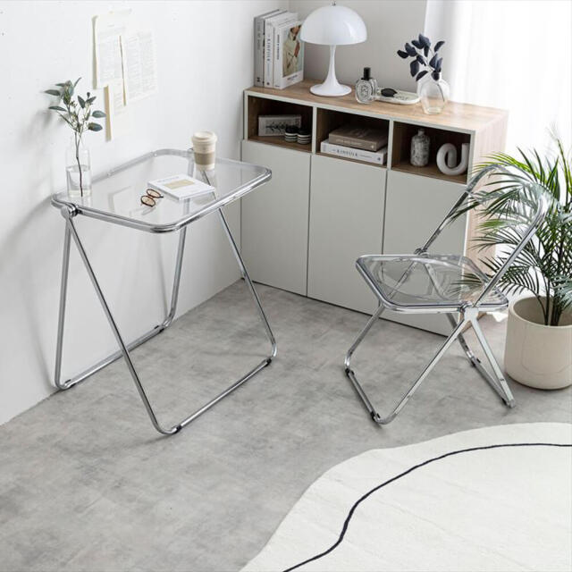 折りたたみクリアデスクセット attrait (アトレ)