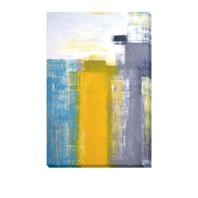 Art Panel Teal and Yellow Abstract Art Painting アートパネル