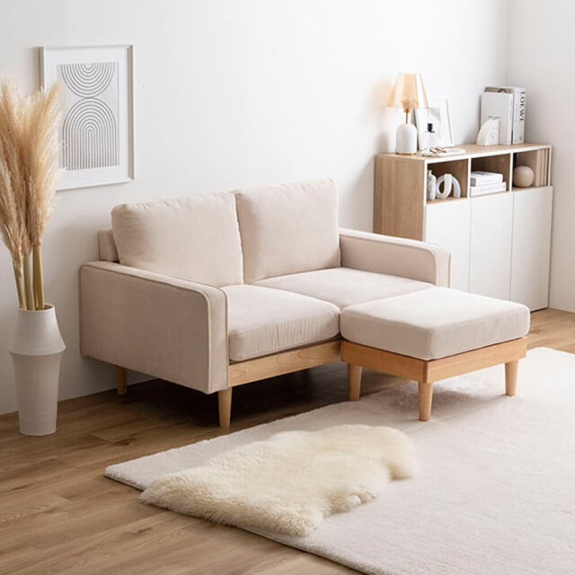 Meszria（メスリア） 2人掛けコーデュロイソファ＆オットマン