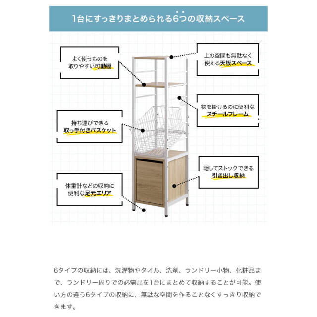 Amico (アミーコ） 引き出し付きランドリーバスケット