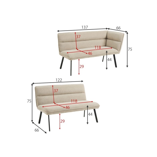 ダイニングソファ２点セット（左肘）