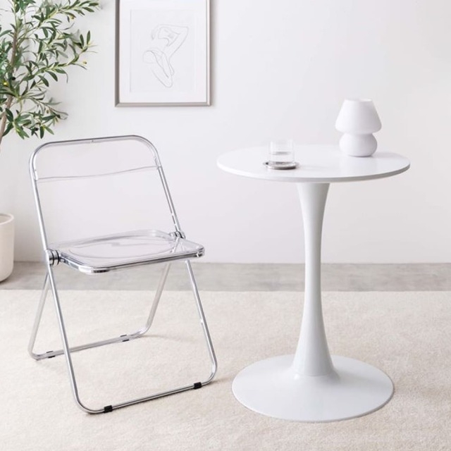 【2点セット】Tina 幅60cm カフェテーブル+折りたたみクリアチェア 送料無料】 [カフェテーブル2点セット]Tina 幅60cm カフェテーブル+