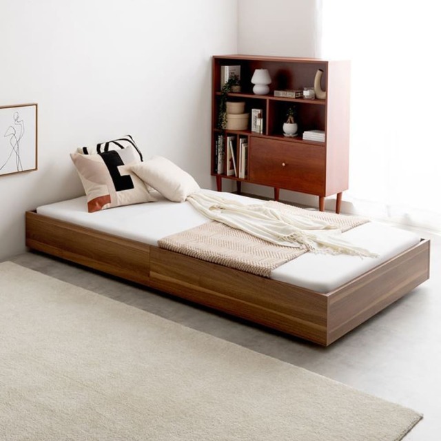 Lib（リブ） すのこローベッド セミダブルサイズ ボンネルマットレス付き