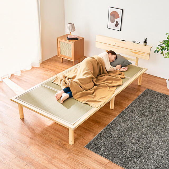 【値下】畳ベッド　ヘッドボード付きシングル Negoro（ねごろ） ヘッドボード付きシングル畳ベッド