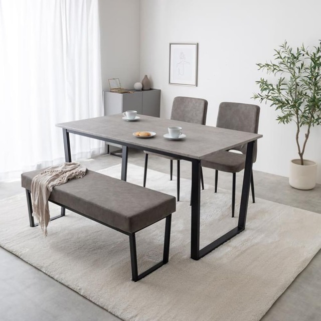 Terre (テール) ダイニングテーブル + チェア2脚 + ダイニングベンチ 幅140cmタイプ