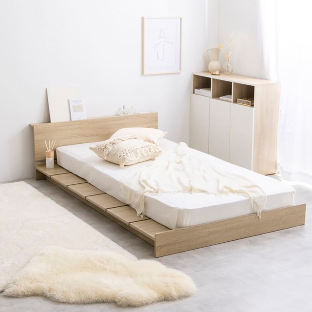 Mahina (マヒナ) 幅広すのこローベッド　ヘッドボードタイプ【シングル】