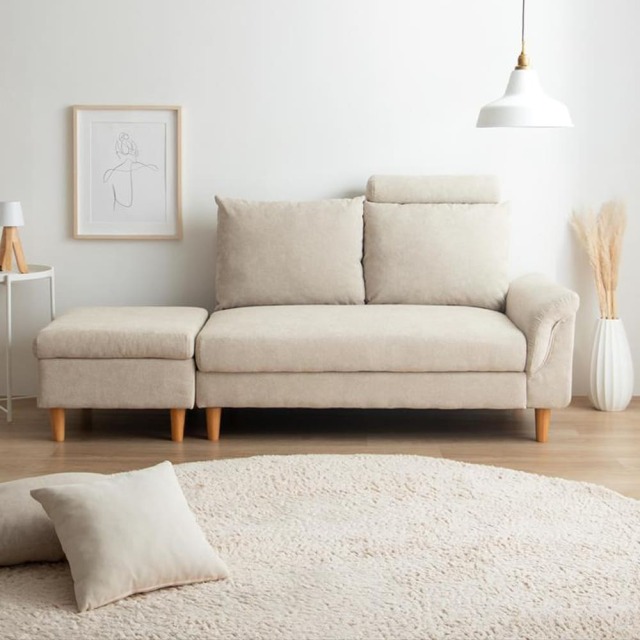 Arthur(アルチュール) オットマン付き2人掛け収納カウチソファ