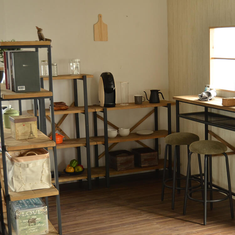 Kaleido（カレイド）  古材風3段ラック 幅90cmタイプ