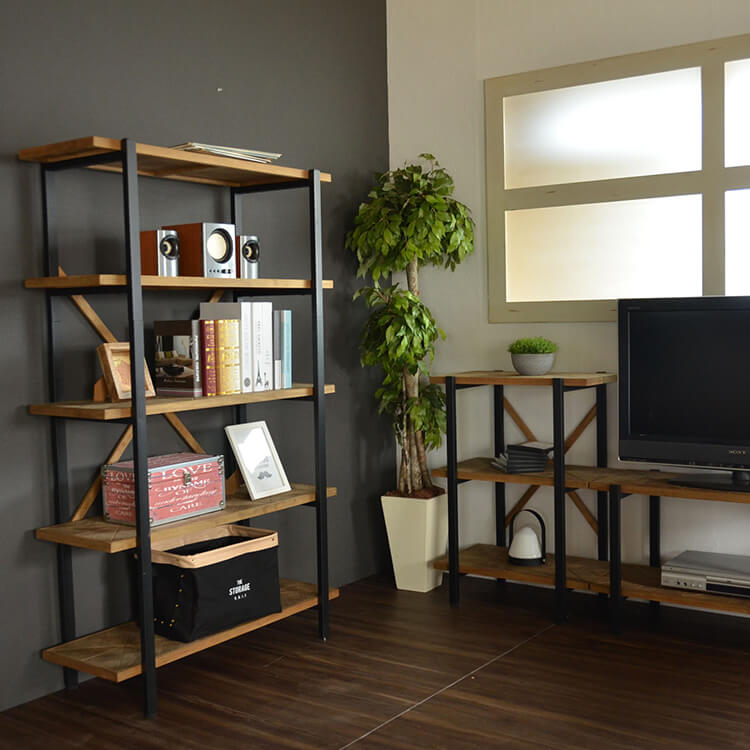 Kaleido（カレイド）  古材風5段ラック 幅90cmタイプ