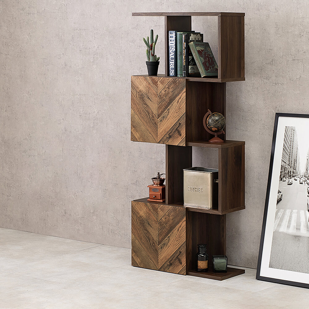 Cubic（キュービック） 扉付き4段オープンラック　スリムタイプ