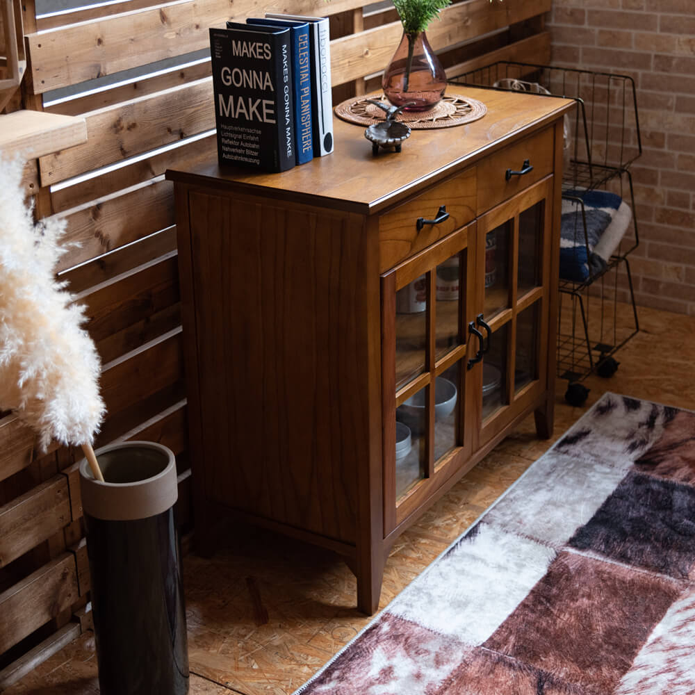 Daria（ダリア）　キャビネット/引出付き両開きガラス扉型