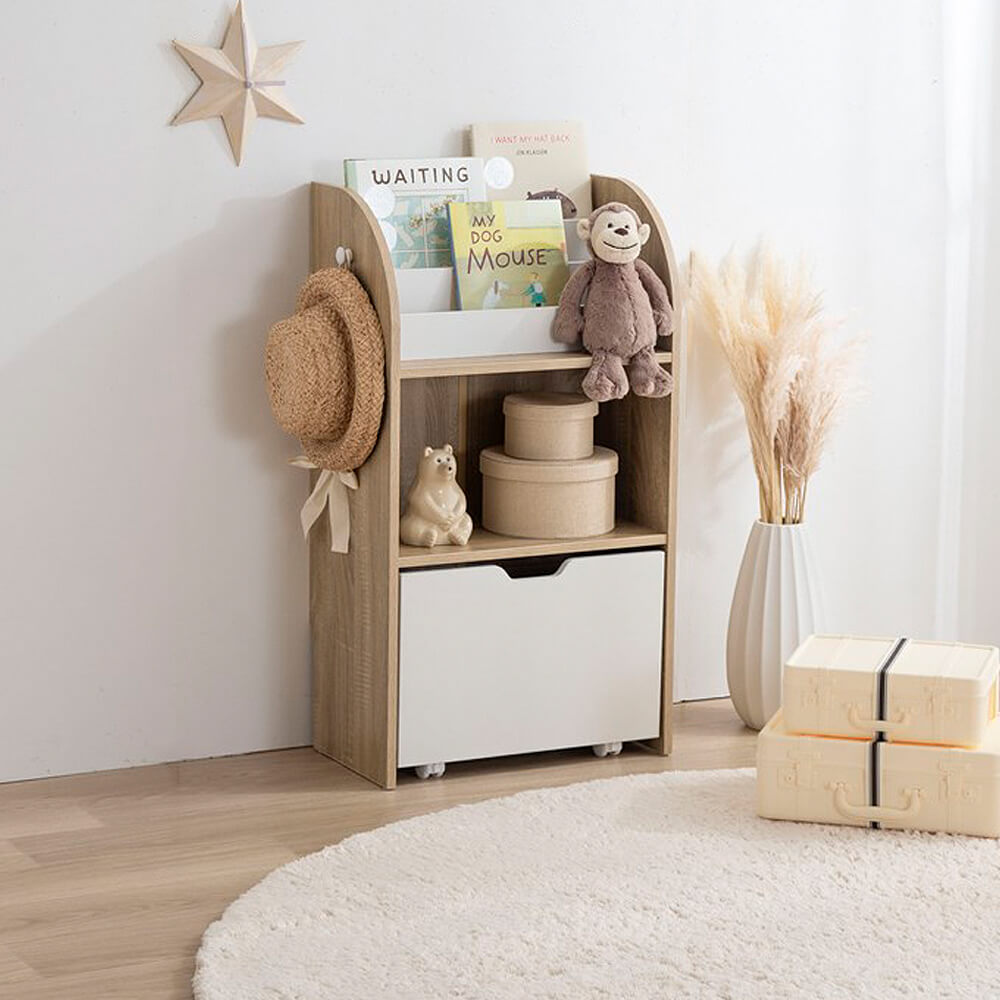 Ellru（エルル） おもちゃ収納付きスリム絵本棚 幅50cm