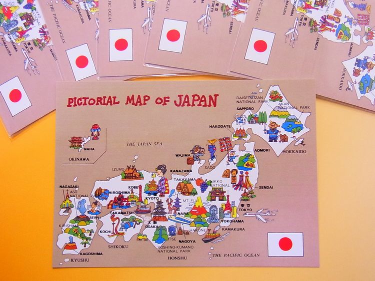 日本のおみやげ ポストカード 日本名所絵図 写真 バラ単品 透明opp袋入り 日本の和風みやげ専門店