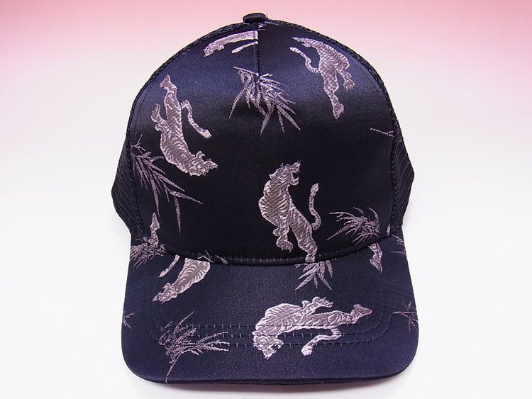 【日本のおみやげ】◆和風キャップ【金襴竹虎】メッシュタイプ