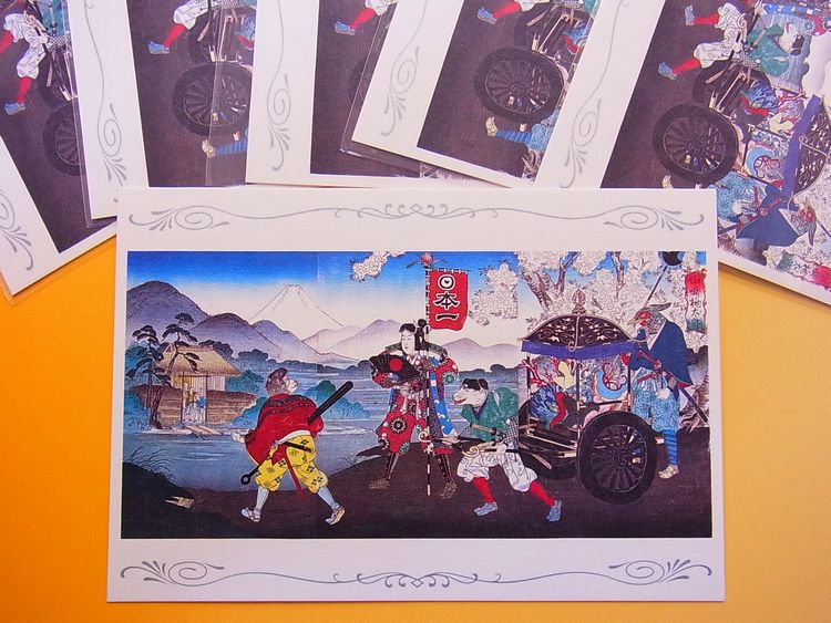 【日本のおみやげ】ポストカード【日本一の桃太郎/木版レプリカ】（バラ単品）透明OPP袋入り