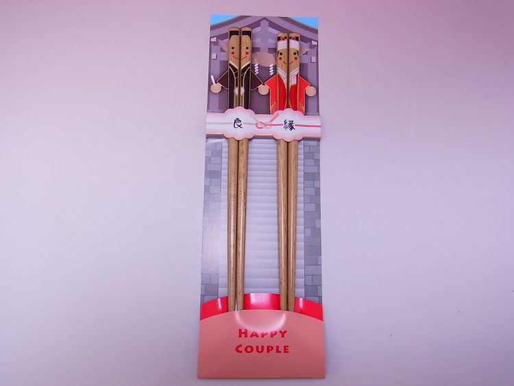 【日本のおみやげ】◆日本のお箸【良縁】透明アクリルケース入2膳セット