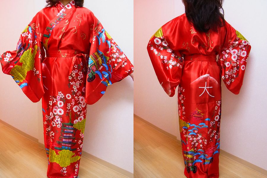 【日本のお土産】【日本のおみやげ】【ホームステイおみやげ】【日本土産】◆外国人向け着物【京風景】女性用