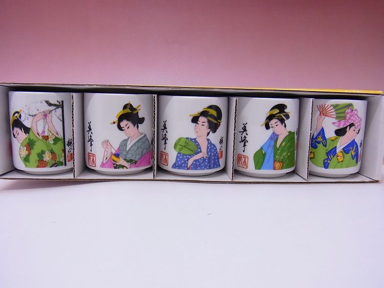 【日本のおみやげ】◆ぐい飲みセット【5個入】美人絵