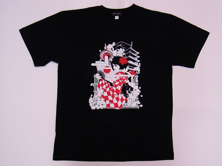 【日本のおみやげ】【ホームステイおみやげ】【日本土産】（漢字・和柄）◆和風Tシャツ【京都ガール】大人用（M～LL）黒地