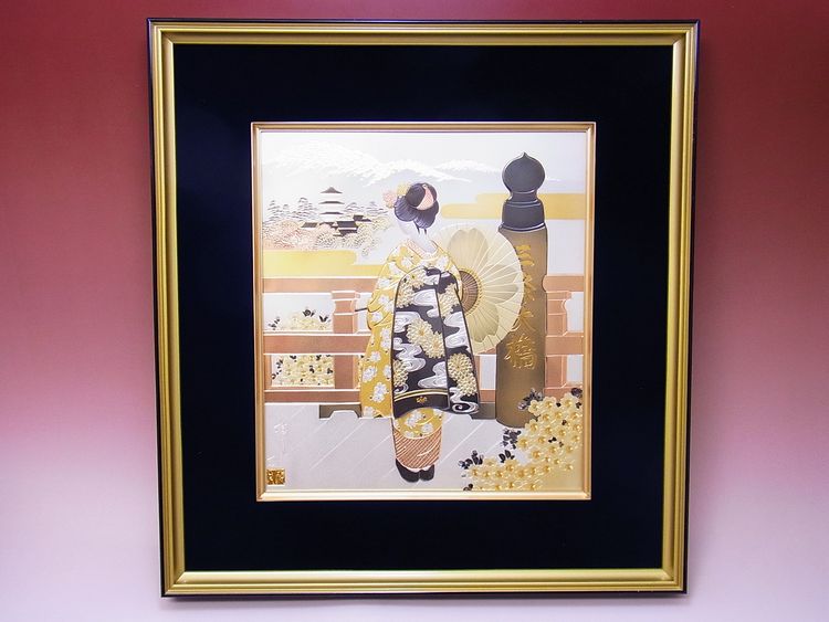 【日本のおみやげ】◆彫金額縁【京舞妓】【受注生産品となります】