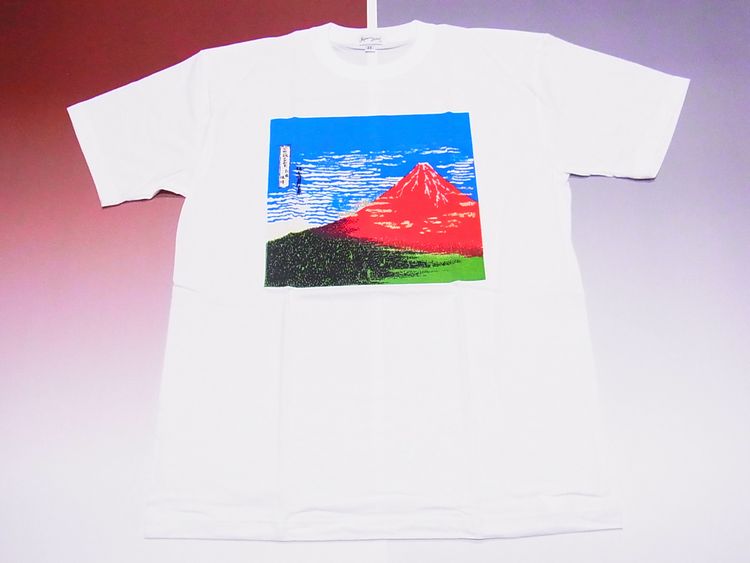 【日本のおみやげ】【ホームステイおみやげ】【日本土産】（漢字・和柄）◆和風Tシャツ【赤富士】大人用（Ｓ～LL）白地
